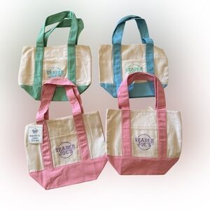 Trader Joe's Pastel Mini Canvas Tote Bag - Pink, Mint, Blue